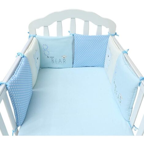 Cot Bumper Child 30 * 30cm Bedding Protection 6 Pieces Bed Bumper Protection Anti-knock Head Protection Modular cushions Blue