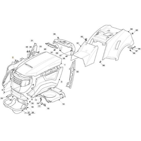 CÔTÉ CAPOT DROIT JX-TCX FIXATION ORIGINALE STIGA - 382394653/1