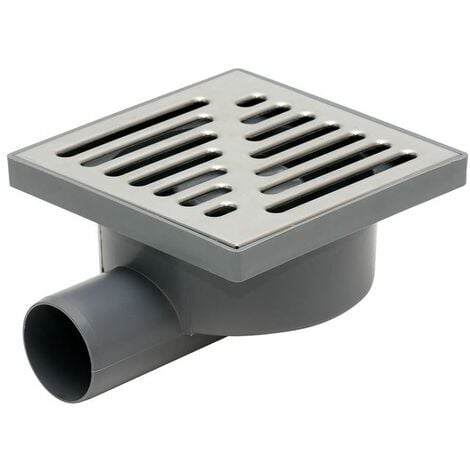 Vidage douche à l'italienne 48 KE, évacuation latérale, grille inox 14x14 cm