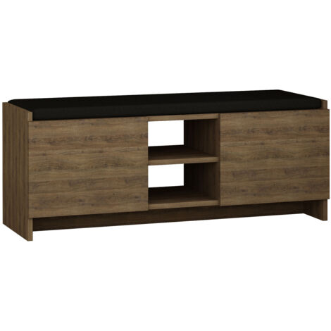 Cotecosy – Banc à chaussures 2 portes et 2 niches L110 cm – Panneau mélaminé 100% recyclé – Design contemporain pour entrée