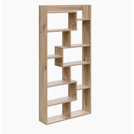 Cotecosy – Bibliothèque en bois clair 90cm – Dimensions 90x182x22cm – Panneaux mélaminés – Fixation murale pour sécurité