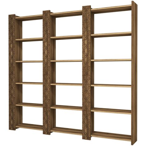 Cotecosy – Bibliothèque en bois mélaminé marron 184,6 x 170 x 24,2 cm – 5 étagères – Design contemporain pour salon, chambre ou bureau