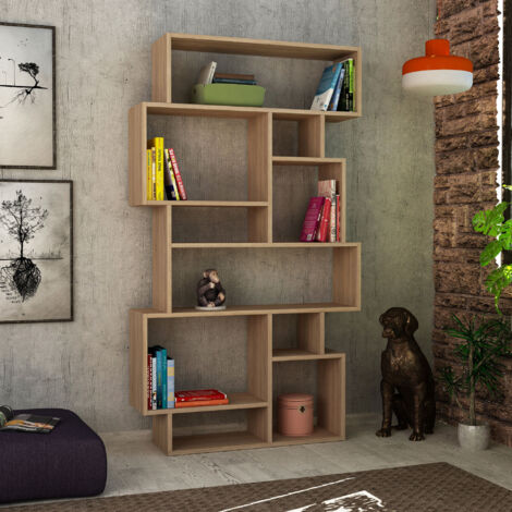 Cotecosy – Bibliothèque en chêne Sonoma 96x168,5x25,5 cm – Panneau mélaminé 18 mm – Design moderne pour salon ou bureau – Grande capacité