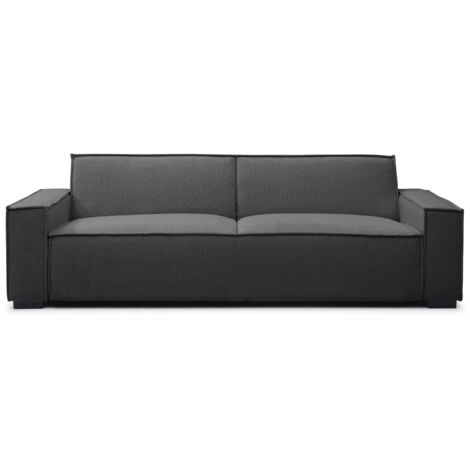 Cotecosy – Canapé convertible 3 places clic-clac – Tissu bouclette gris – Dimensions L230 x P94 x H75 cm – Couchage d'appoint pratique