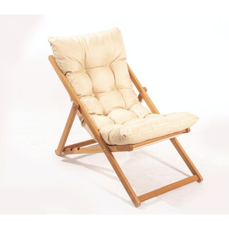 Cotecosy – Chaise de jardin en hêtre 100 % sans vernis – Dimensions 59 cm l x 90 cm H x 44 cm P – Peinture de préservation à l'eau marron crème