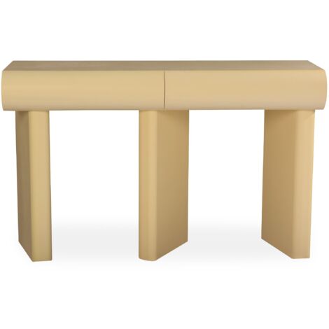Cotecosy – Console 2 tiroirs L121cm – Pieds obliques en bois M.D.F – Style contemporain beige – Meuble d'entrée ou d'appoint