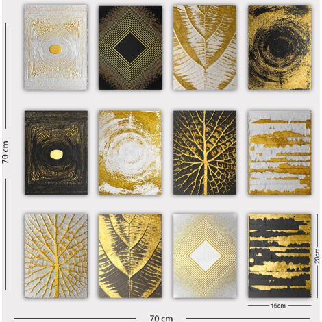 Cotecosy – Lot de 12 tableaux décoratifs en MDF 20 x 15 cm – 100 % MDF – Épaisseur 3 mm – Décoration murale élégante pour maison et bureau