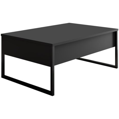 Cotecosy – Table basse fixe anthracite et noir – Pieds en métal – Dimensions 90x60x40 cm – Pour salon moderne ou bureau