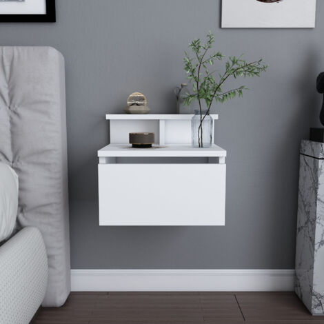 Cotecosy – Table de chevet blanche scandinave 39.8cm – Panneaux mélaminés 18mm – Élégante et durable – Pour chambre moderne