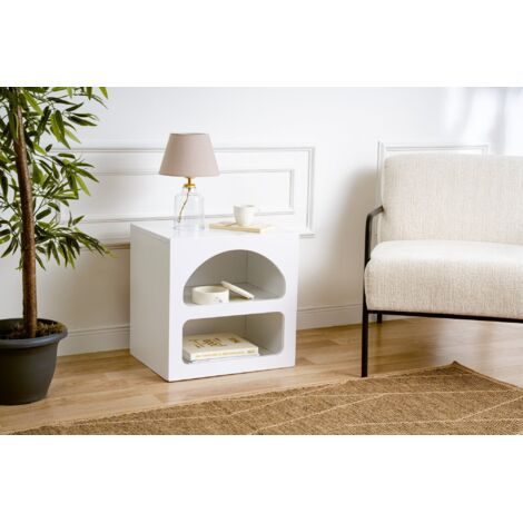 Cotecosy – Table de chevet moderne blanche – Panneaux de particules mélaminé – Dimensions L50 x P40 x H50 cm – 1 tiroir pour rangement optimisé