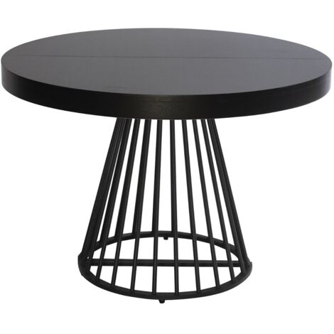 Cotecosy – Table ronde extensible 110-260 cm – 3 rallonges – Pied central cylindrique – Bois/M.D.F – Capacité jusqu'à 8 personnes
