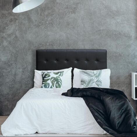 Cotecosy – Tête de lit 140cm noir – Capitonnage classique-chic – Simili et P.U. – Dimensions H120 x P8 cm pour chambre design