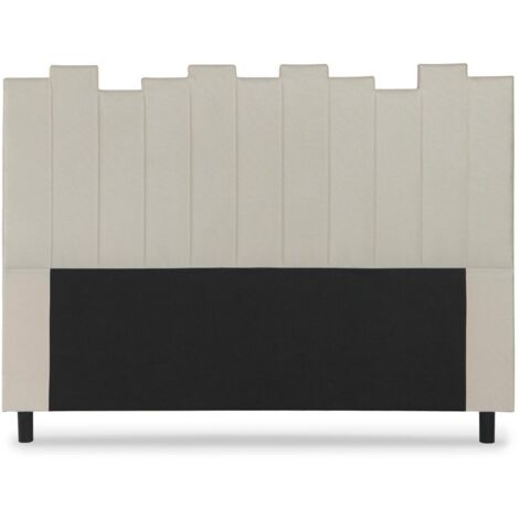 Cotecosy – Tête de lit 160 cm en tissu beige – Largeur 160 cm – Hauteur 120 cm – Design avec bandes verticales – Fixation murale