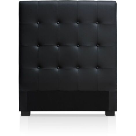 Cotecosy – Tête de lit 90 cm simili cuir noir – Design classique-chic – Installation rapide – Compatible avec sommier 90 cm