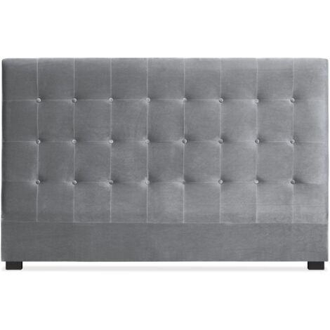Cotecosy – Tête de lit capitonnée 180cm – Velours argent – H120cm – Pour sommiers 180cm – Élégance moderne pour chambre