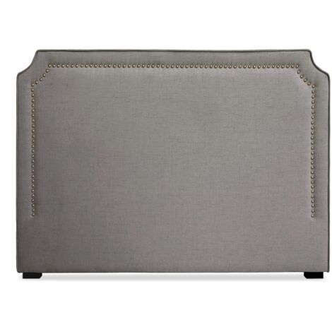 Cotecosy – Tête de lit 160cm en tissu taupe – Design antique-chic avec clous en laiton – Rembourrage généreux pour confort optimal