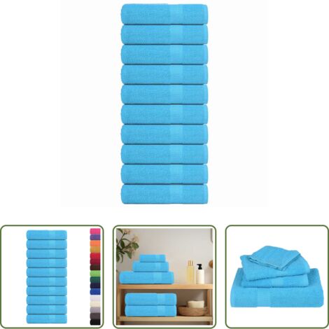 Cotone -  Asciugamani da bagno FROGN 10 pz Turchese 100x150 cm 360 g/m²