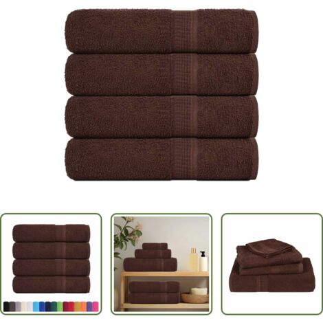 Cotone -  Asciugamani da bagno FROGN 4 pz Marrone 100x150 cm 360 g/m²