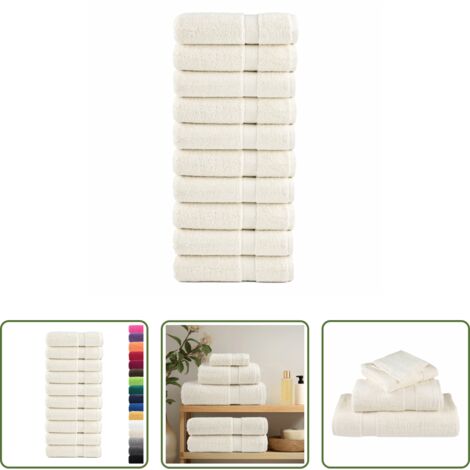 Cotone -  Asciugamani da bagno Premium SOLUND 10 pz Crema 100x150 cm 600 g/m²
