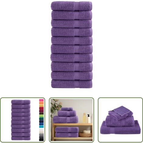 Cotone -  Asciugamani da bagno Premium SOLUND 10 pz Viola 100x150 cm 600 g/m²