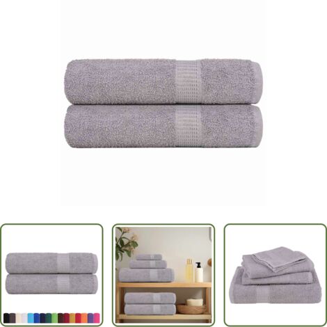 Cotone -  Asciugamani da doccia FROGN 2 pz Grigio 70x140 cm 360 g/m²