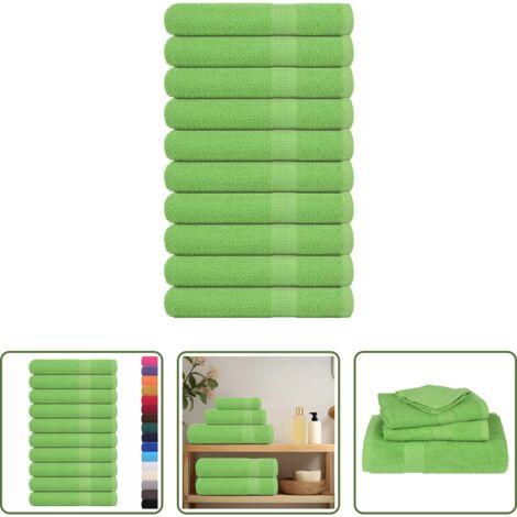 Cotone -  Asciugamani per sauna FROGN 10 pezzi Verde mela 80x200 cm 360 g/m²