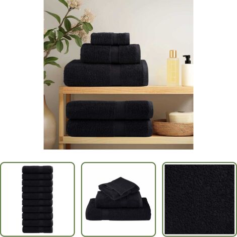 Cotone -  Asciugamano per Ospiti SOLUND 25 pcs Nero 100 x 150 cm 550 gsm