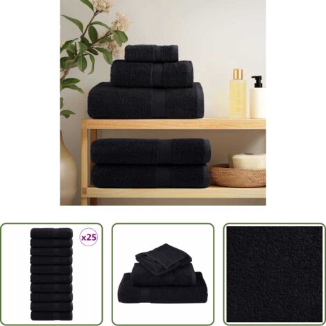 Cotone -  Asciugamano per Ospiti SOLUND 25 pcs Nero 70 x 140 cm 550 gsm