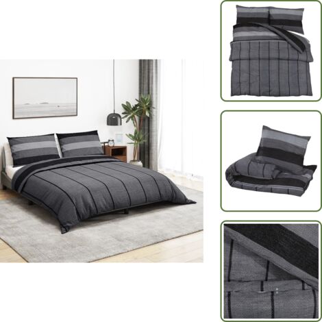 Cotone - vidaXL Set Copripiumino Grigio Scuro 260x220 cm in Cotone - Coperta in cotone