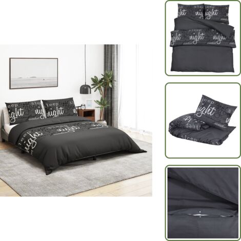 Cotone - vidaXL Set Copripiumino Nero 200x200 cm in Cotone - Federa