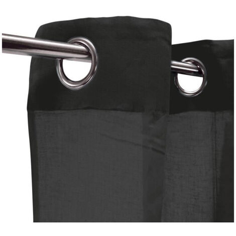COTONNADE - Voilage à œillets 100% coton noir 105x250