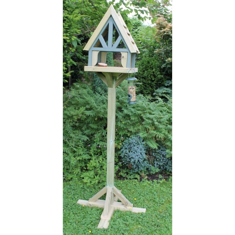 Wooden Bird Table Feeder Free Standing Handmade Painted Churnet Valley Cottage