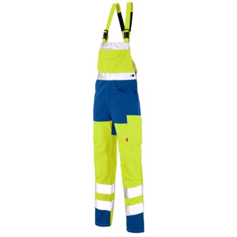 Cotte à bretelles jaune fluo / bleu azur taille L - LAFONT - LA-6HVNCP-6-592-3 L