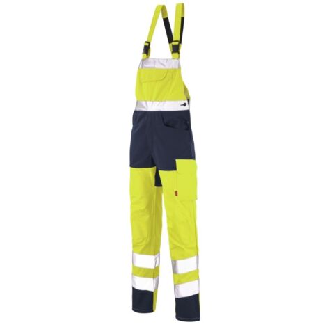 Cotte à bretelles jaune fluo/bleu marine taille L - LAFONT - LA-6HVNCP-6-236-3 L