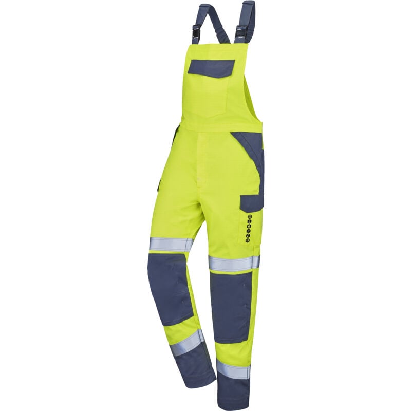 Cotte a bretelles onas jaune fluo/bleu marine l