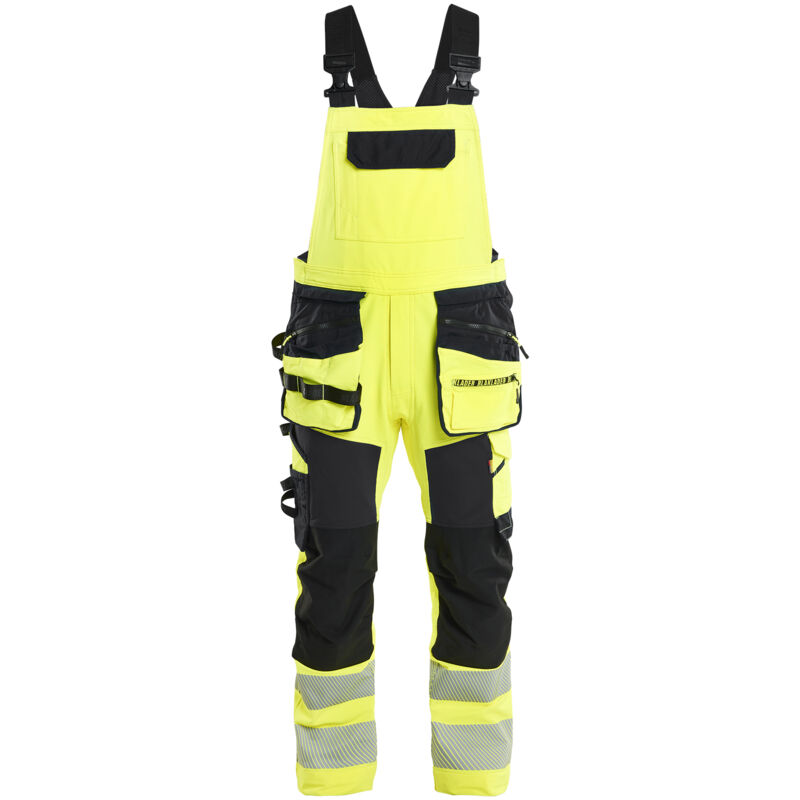 Mono de trabajo con tirantes elásticos 4D de alta visibilidad 2626 - Amarillo/Negro 46C