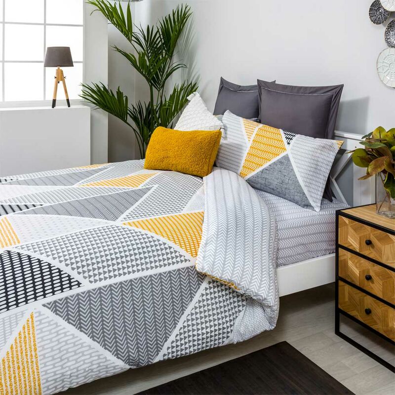 

Funda Nordica Reversible GEKA 50% ALGODÓN-50% POLIÉSTER. Color Gris Y Mostaza - Disponible en varios tamaños - Cama de 200 X 190/200 - Gris - Cotton