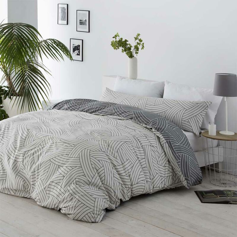 

Funda Nordica Reversible Salinas Cierre con Botones. HIPOALERGENICA - Disponible en varios tamaños - Cama de 180 - Gris - Cotton Artean