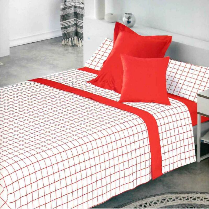 

Juego de sabanas Cuadros Rojo - Disponible en varios tamaños - Cama de 200 x 190/200. - Rojo - Cotton Artean