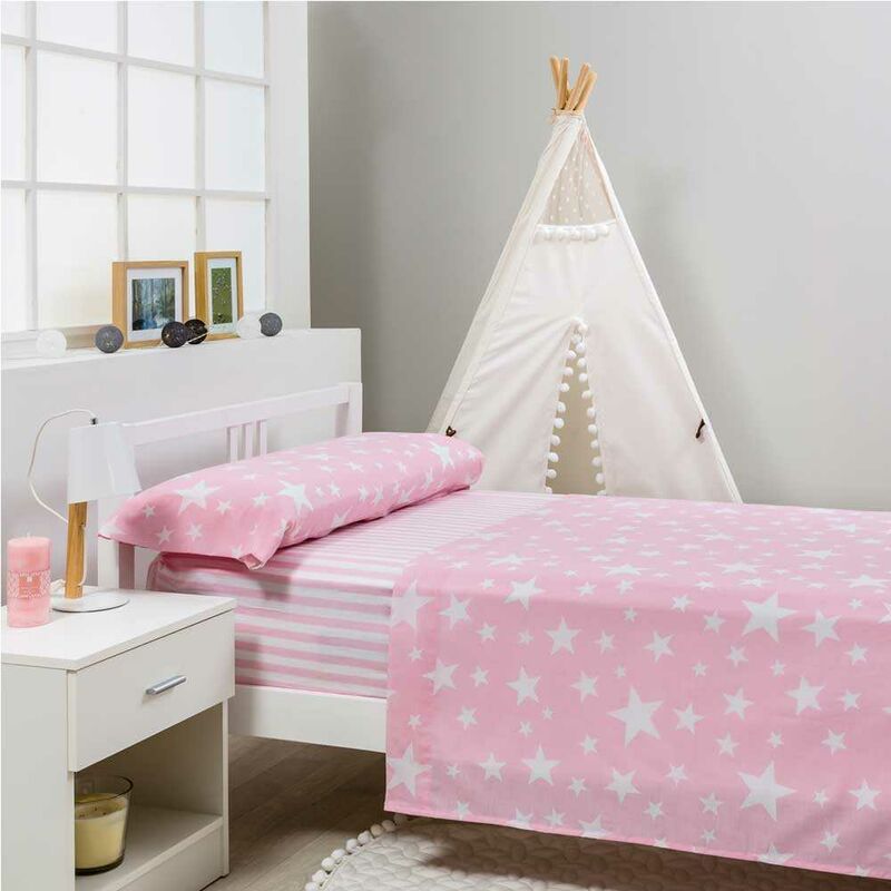 

Juego de sabanas Infantil/Juvenil GIVETTE Pink 50% ALGODÓN 50% Poliester - Disponible en varios tamaños - Cama de 90 x 190/200 - Rosa - Cotton Artean