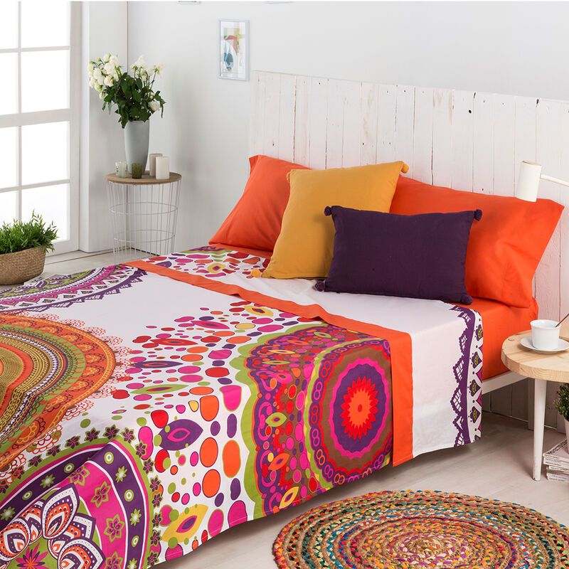 

Juego de sabanas Mandala 100% ALGODÓN - Disponible en varios tamaños - Cama de 160 x 190/200 - Multicolor - Cotton Artean