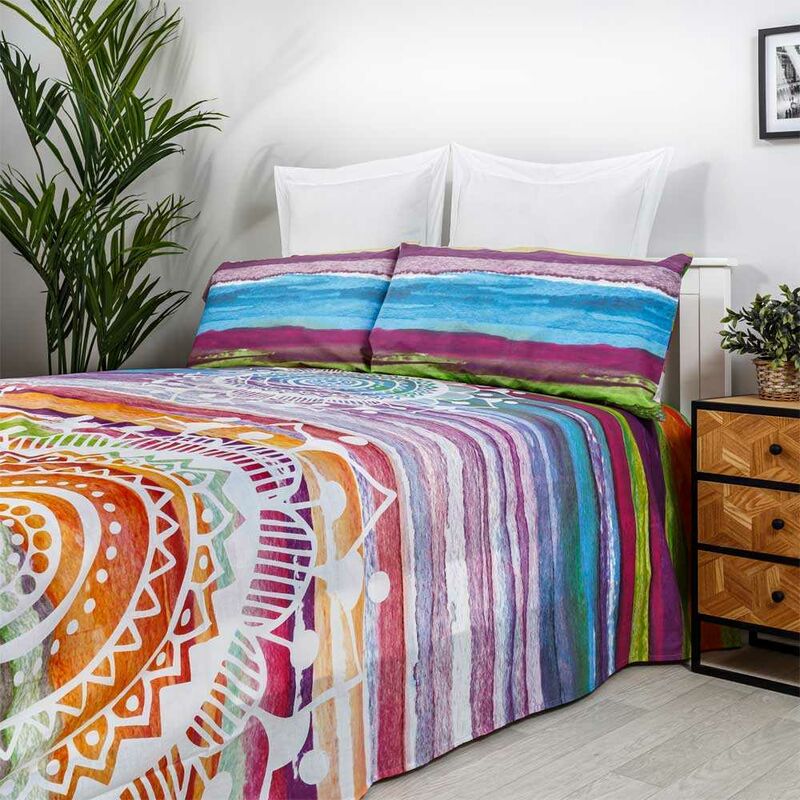 

Juego de sabanas Mandala Acuarela 50% ALGODÓN-50% Poliester - Disponible en varios tamaños - Cama de 160 x 190/200. - Multicolor - Cotton Artean