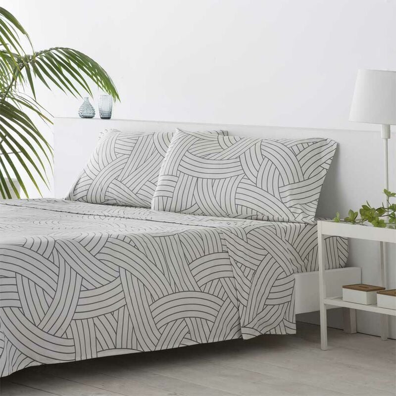 

COTTON ARTean Juego de sabanas Salinas HIPOALERGENICA - Disponible en varios tamaños - Cama de 160 x 190/200 - Gris