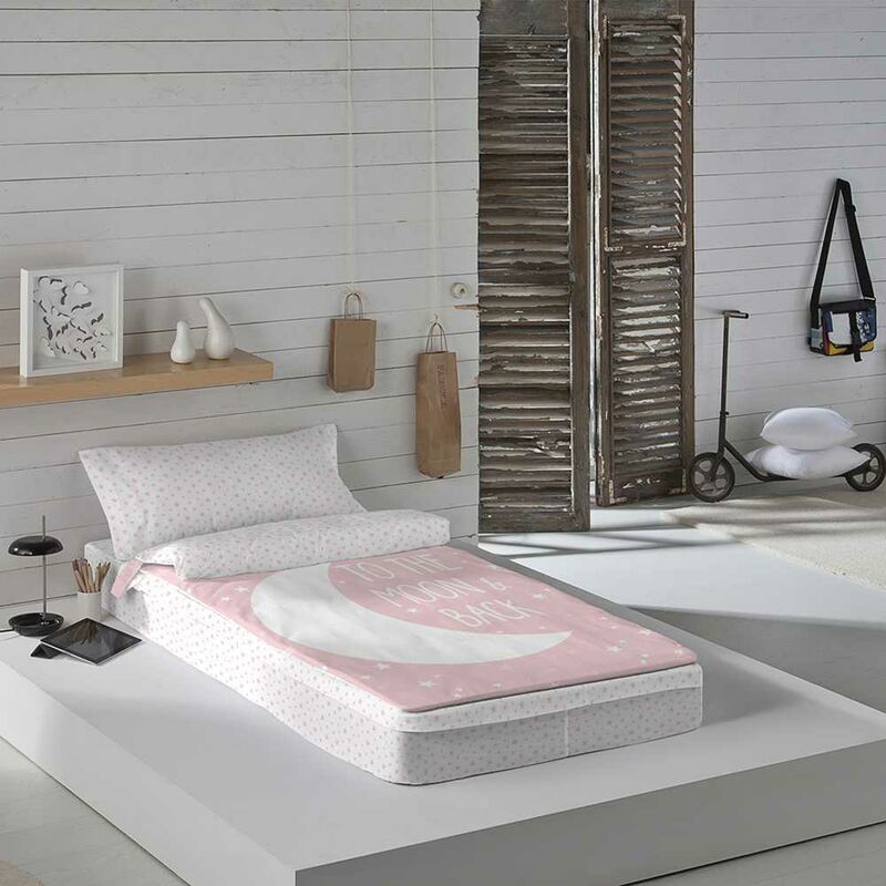 

Saco nordico SIN Relleno Moon Pink Cama 90 x 190/200. Saco Unido a la Bajera con Cremallera. - Rosa - Cotton Artean