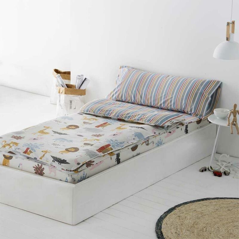 

COTTON ARTean Saco nordico SIN Relleno SALBURUA II Cama 90 x 190/200. Saco Unido a la Bajera con Cremallera. - Beige
