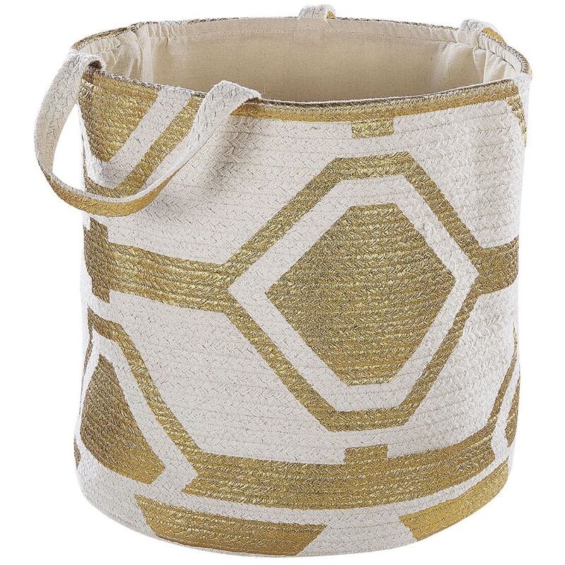 Beliani - Natural Cotton Woven Storage Basket Laundry Bin Handles Hanwella