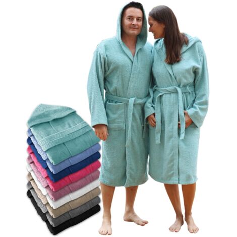 Cotton Bath Robe with Hood 400 GSM Adjustable Belt 2 Pockets Unisex
