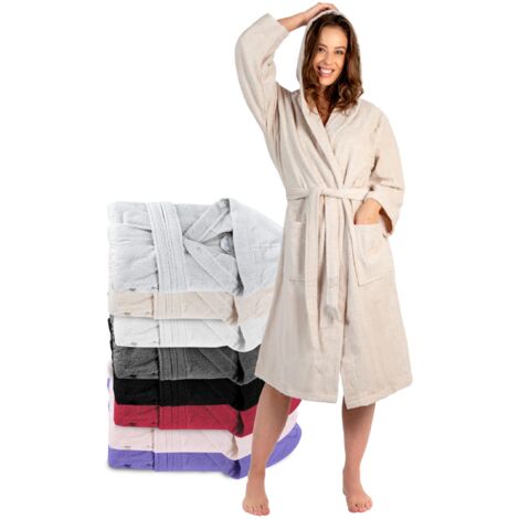 Cotton bathrobe with a hood, made of specially designed towel fabric, soft and absorbent material, w