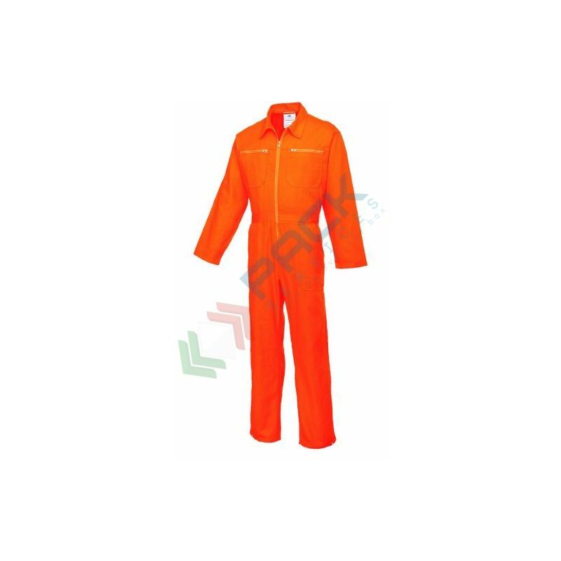 Image of Tuta da lavoro in cotone con zip - Arancione