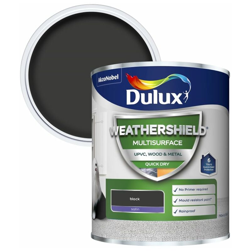 Dulux Retail - Dulux Weathershield Multi Surface Paint - Black - 750ml - Black